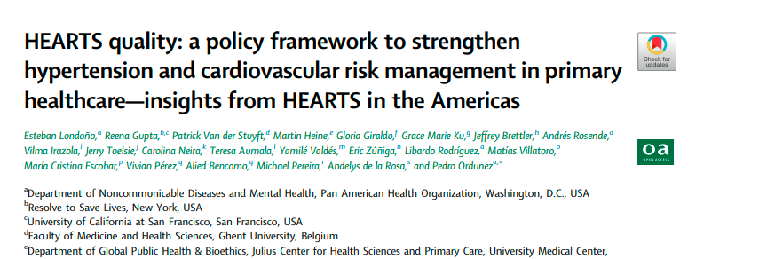  HEARTS quality: a policy framework to strengthen hypertension and cardiovascular risk management in primary healthcare—insights from HEARTS in the Americas