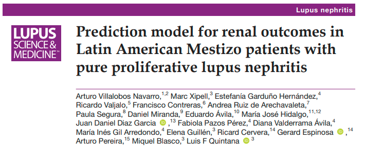 Prediction model for renal outcomes in Latin American Mestizo patients with pure proliferative lupus nephritis